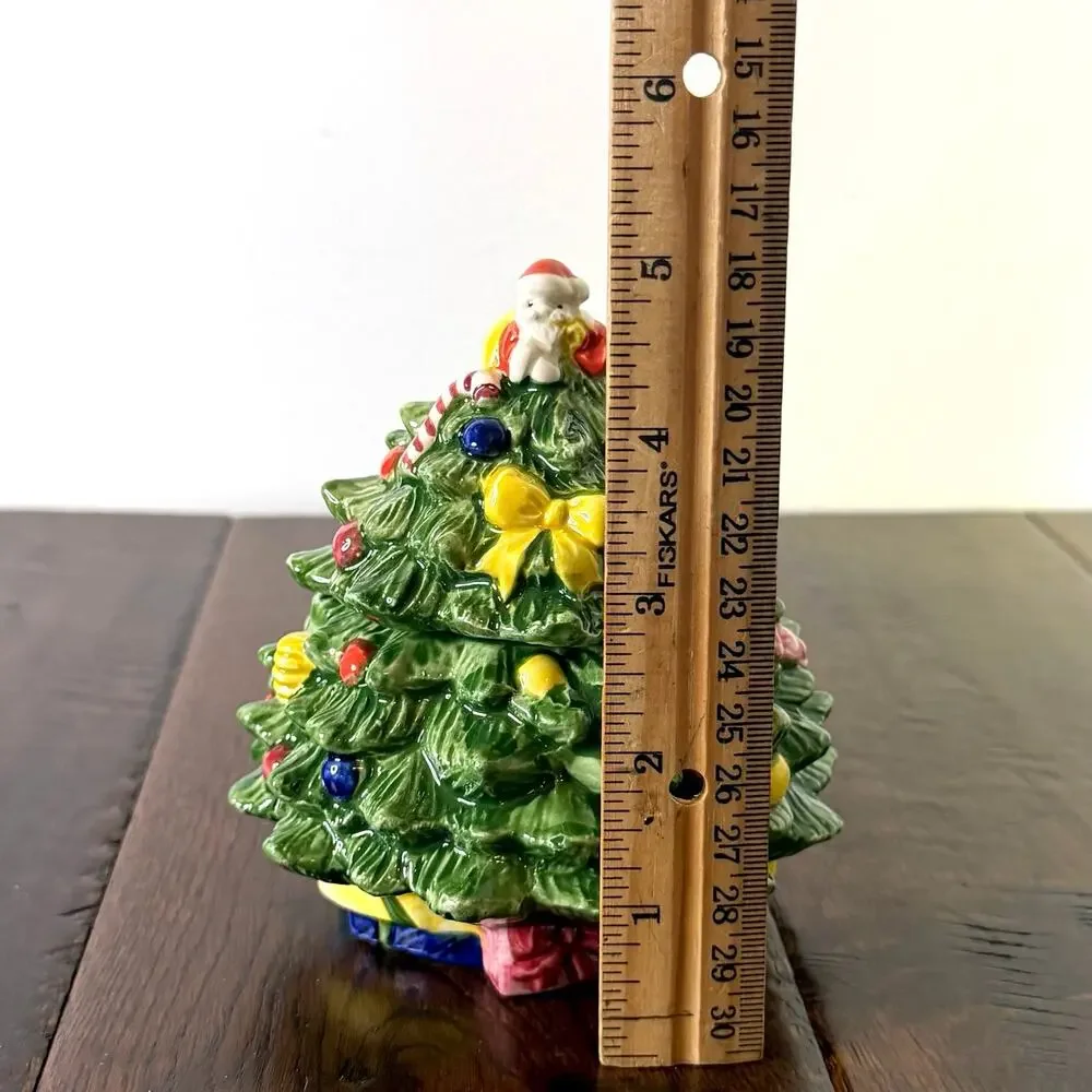 Vintage RCPC Christmas Tree Lidded Jar | Holiday Candy Dish | Christmas Kitchen